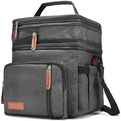 15L Reusable Insulated Lunch Bags For Women Leakproof Hiking Picnic Cooler Tote Bag Black