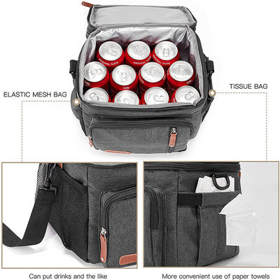 15L Reusable Insulated Lunch Bags For Women Leakproof Hiking Picnic Cooler Tote Bag Black