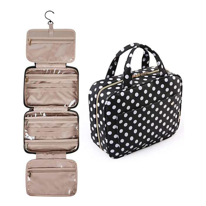 Hanging Toiletry Makeup Bag Dot Water Resistant Fabric Travel Makeup Organizer